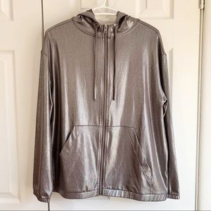 H&M ❤️ Coachella Metallic Grey Zip Up Hoodie